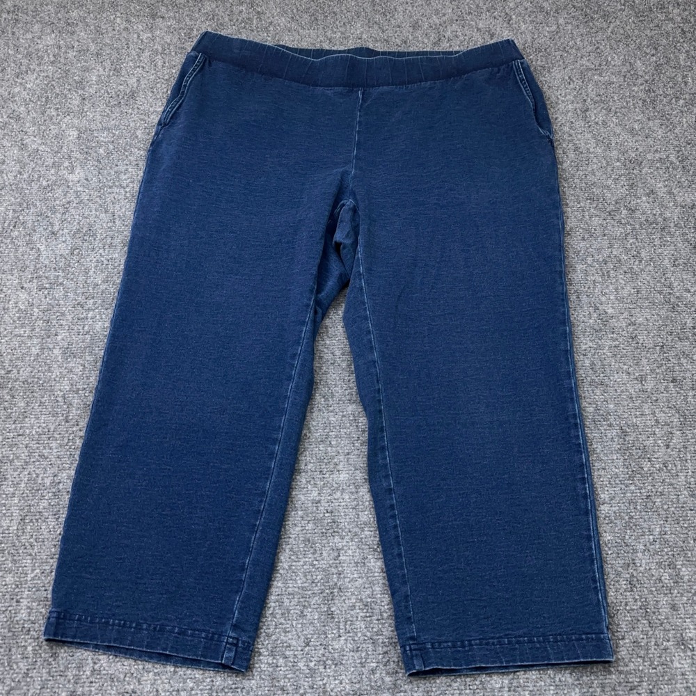 J. Jill pureJill Indigo Slim Crop Pants Women XL Blue Stretch Pull On Cotton 22"